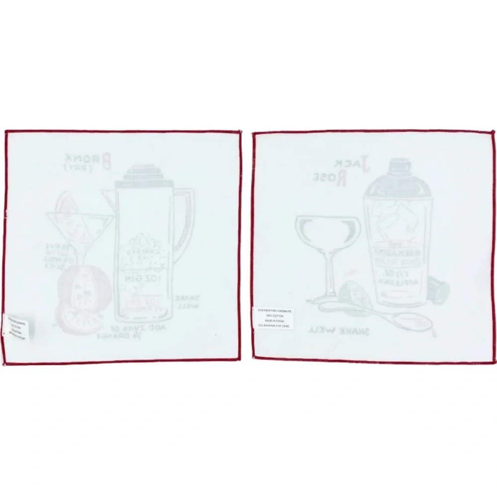 Pair Estelle & Alvin’s Restoration Hardware Cocktail Recipe Napkins